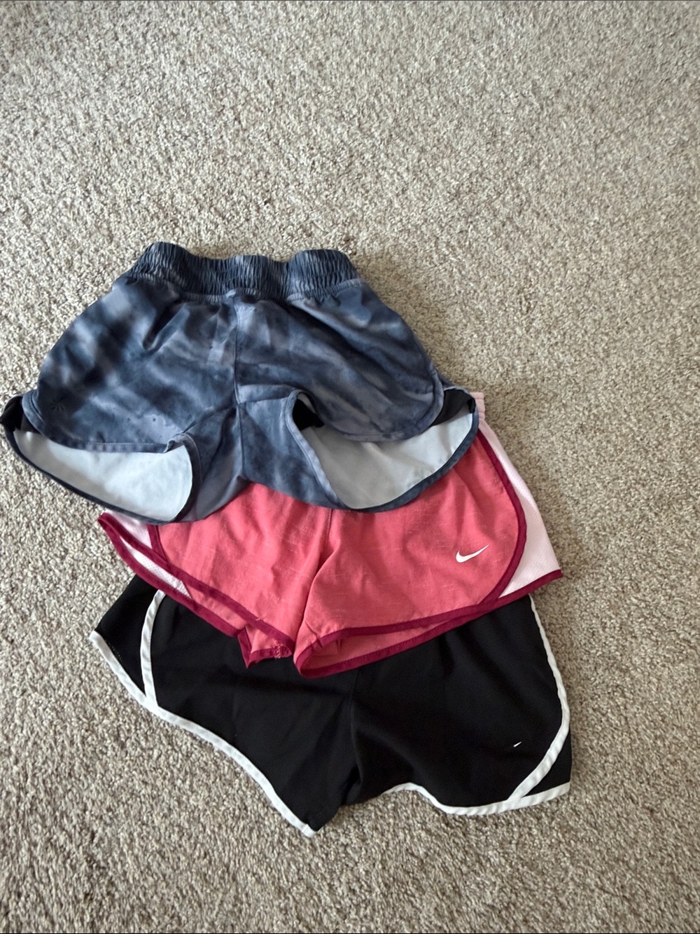 Nike Black and Pink Athletic Shorts + Gray Athleta Girls' Athletic Shorts Trio